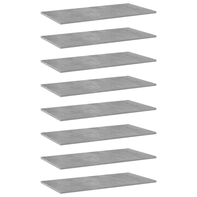 Bookshelf Boards 8 pcs Concrete Gray 31.5"x15.7"x0.6" Chipboard