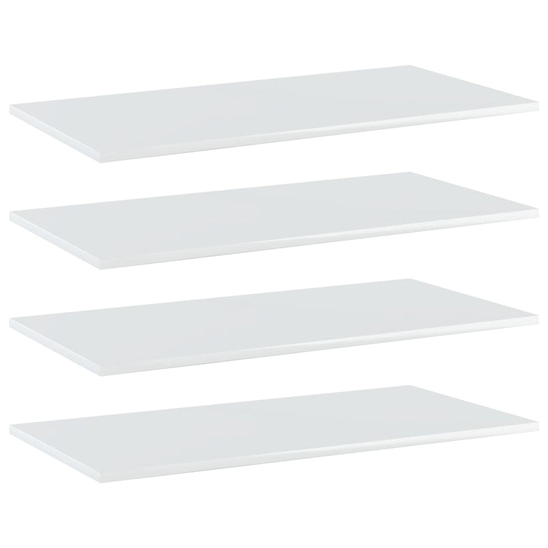 Bookshelf Boards 4 pcs High Gloss White 31.5"x15.7"x0.6" Chipboard