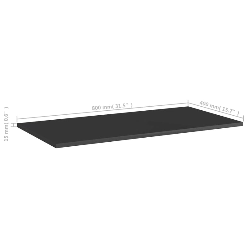 Bookshelf Boards 4 pcs High Gloss Black 31.5"x15.7"x0.6" Chipboard