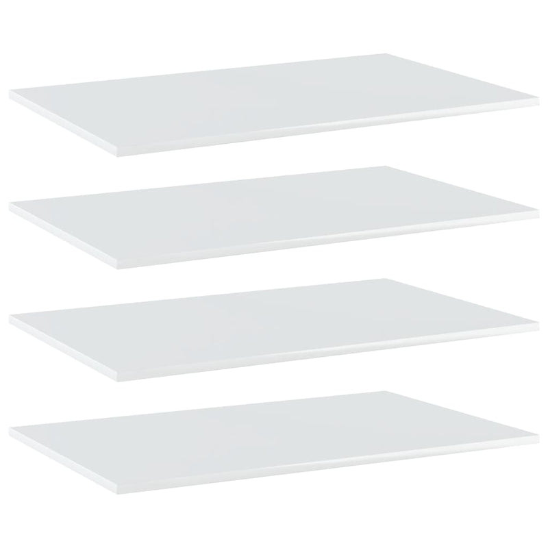Bookshelf Boards 4 pcs High Gloss White 31.5"x19.7"x0.6" Chipboard