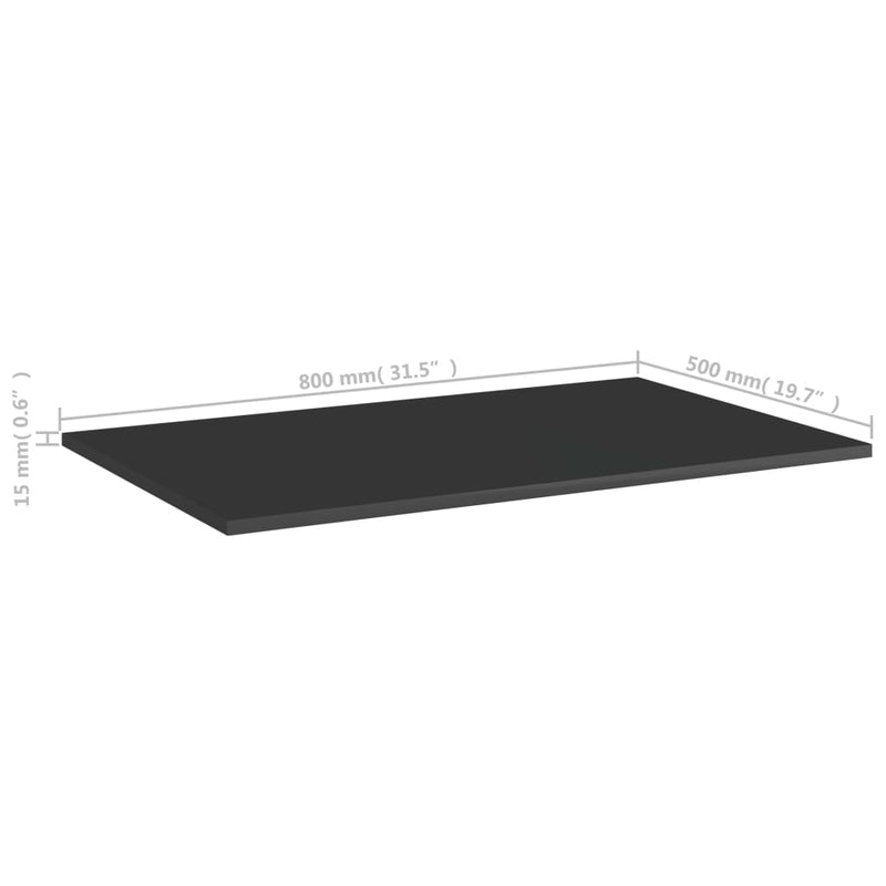 Bookshelf Boards 4 pcs High Gloss Black 31.5"x19.7"x0.6" Chipboard