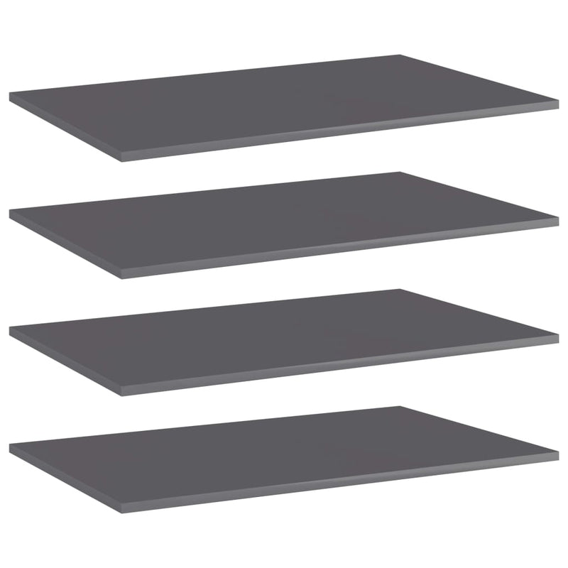 Bookshelf Boards 4 pcs High Gloss Gray 31.5"x19.7"x0.6" Chipboard