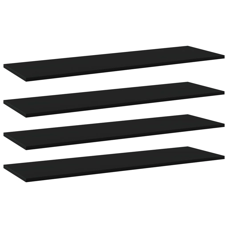 Bookshelf Boards 4 pcs Black 39.4"x11.8"x0.6" Chipboard