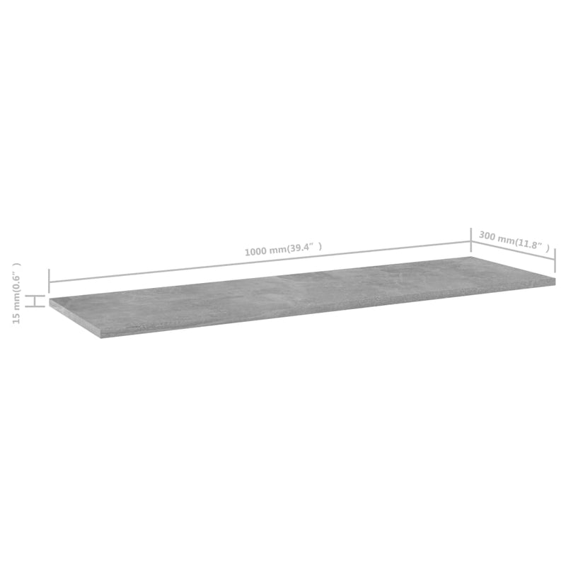 Bookshelf Boards 4 pcs Concrete Gray 39.4"x11.8"x0.6" Chipboard