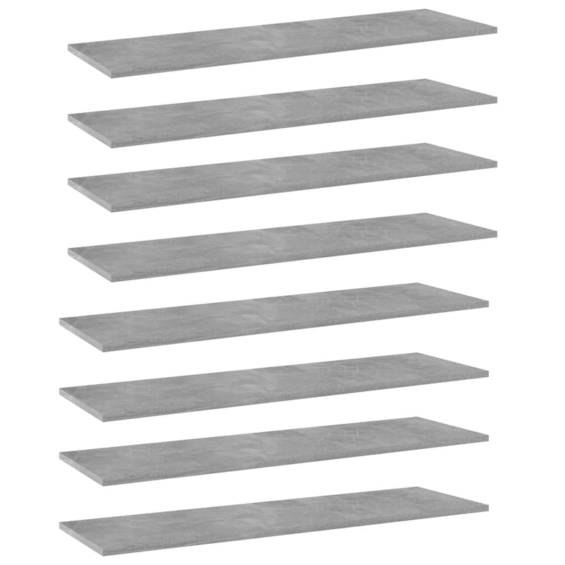 Bookshelf Boards 8 pcs Concrete Gray 39.4"x11.8"x0.6" Chipboard