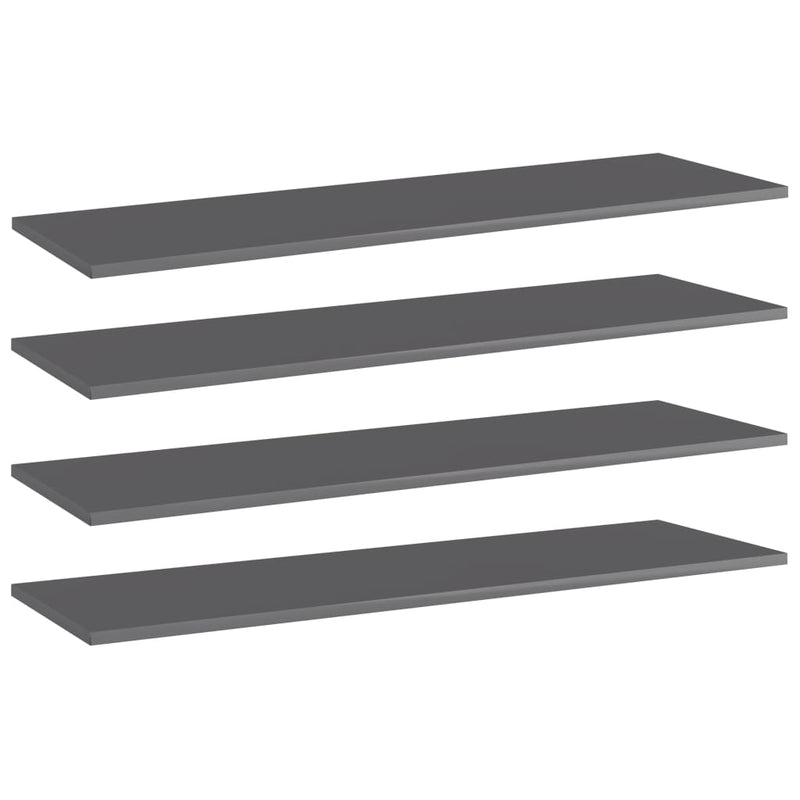 Bookshelf Boards 4 pcs High Gloss Gray 39.4"x11.8"x0.6" Chipboard