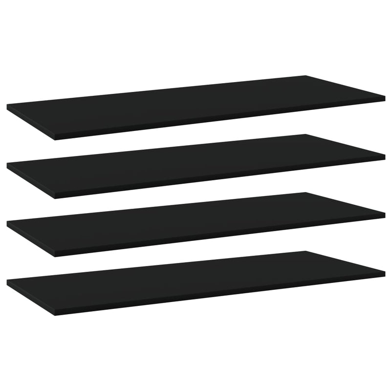 Bookshelf Boards 4 pcs Black 39.4"x15.7"x0.6" Chipboard