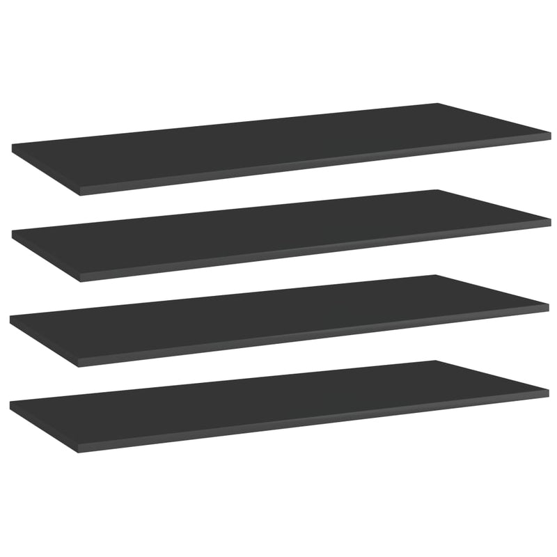 Bookshelf Boards 4 pcs High Gloss Black 39.4"x15.7"x0.6" Chipboard