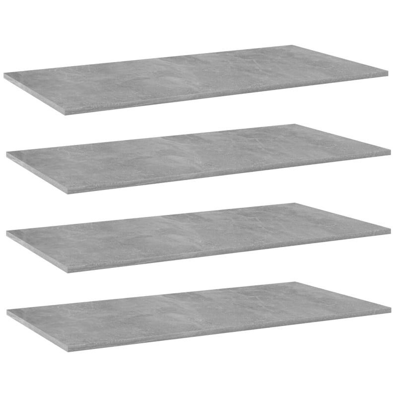 Bookshelf Boards 4 pcs Concrete Gray 39.4"x19.7"x0.6" Chipboard