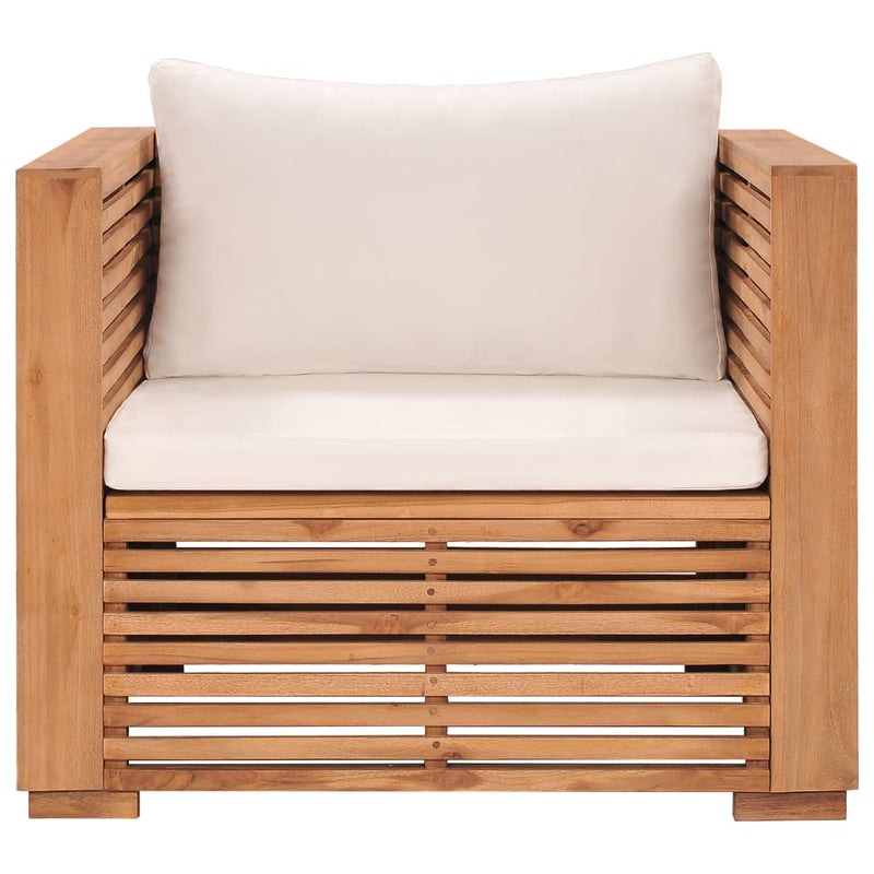 Patio Sofa Chair with Cream Cushions Solid Teak Wood