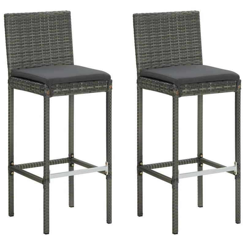 3 Piece Patio Bar Set with Cushions Poly Rattan Gray