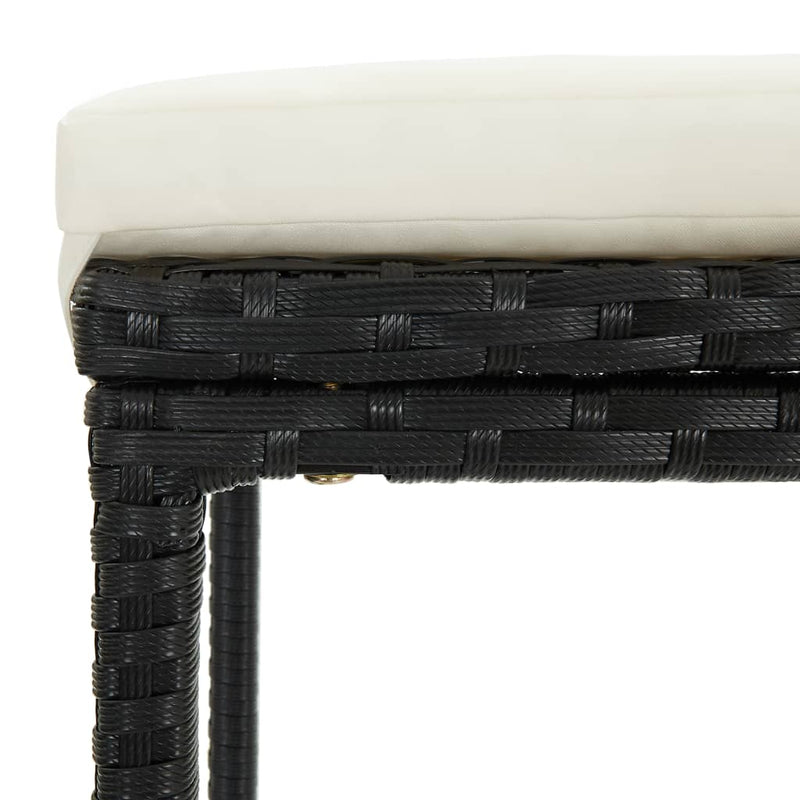 5 Piece Patio Bar Set with Cushions Poly Rattan Black