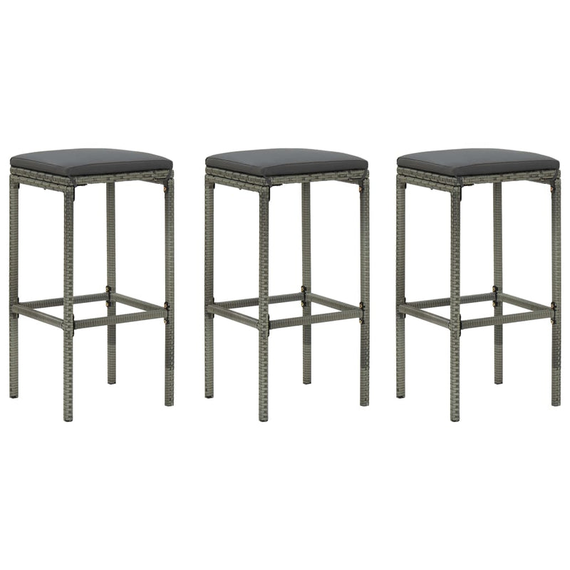 4 Piece Patio Bar Set with Cushions Gray
