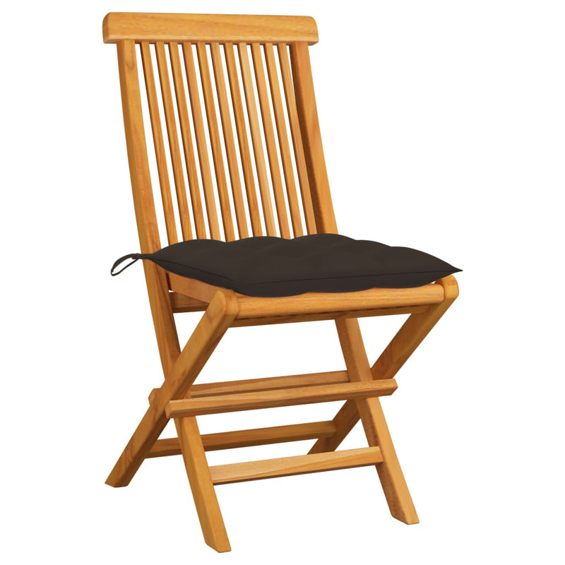 Patio Chairs with Taupe Cushions 2 pcs Solid Teak Wood