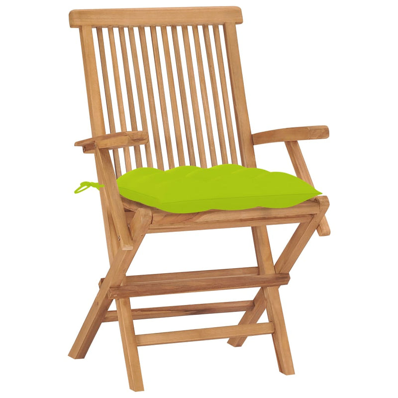 Patio Chairs with Bright Green Cushions 2 pcs Solid Teak Wood
