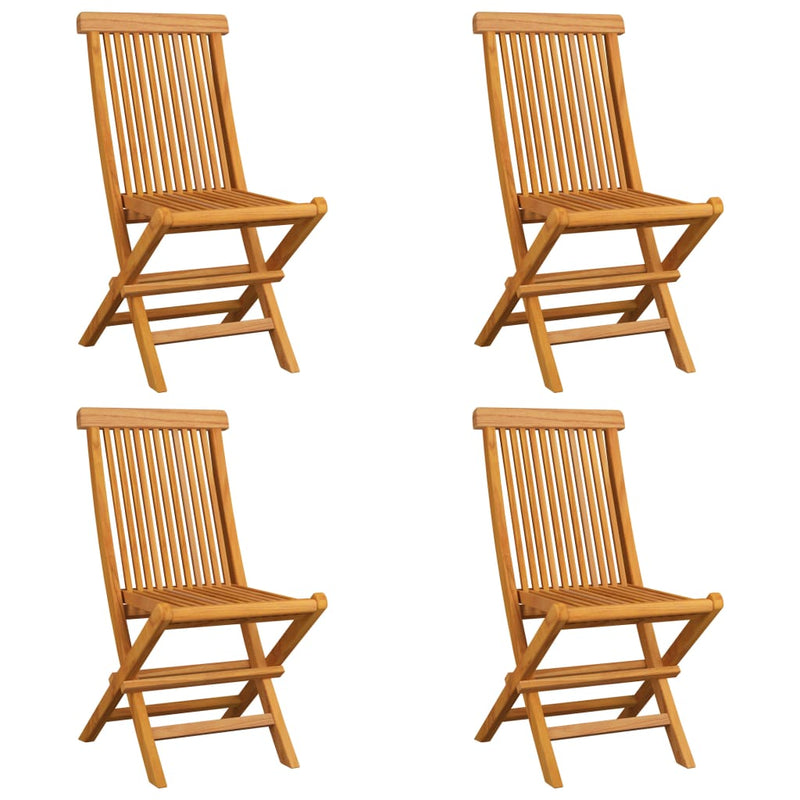 Patio Chairs with Cream White Cushions 4 pcs Solid Teak Wood