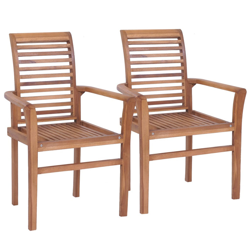 Dining Chairs 2 pcs with Taupe Cushions Solid Teak Wood
