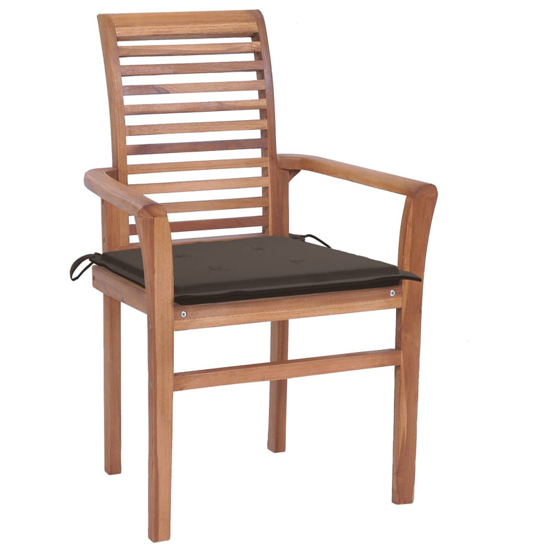 Dining Chairs 4 pcs with Taupe Cushions Solid Teak Wood