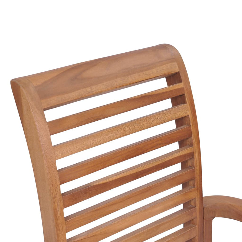 Dining Chairs 4 pcs with Blue Cushions Solid Teak Wood