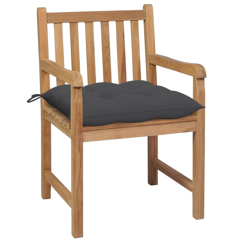 Patio Chairs 2 pcs with Anthracite Cushions Solid Teak Wood