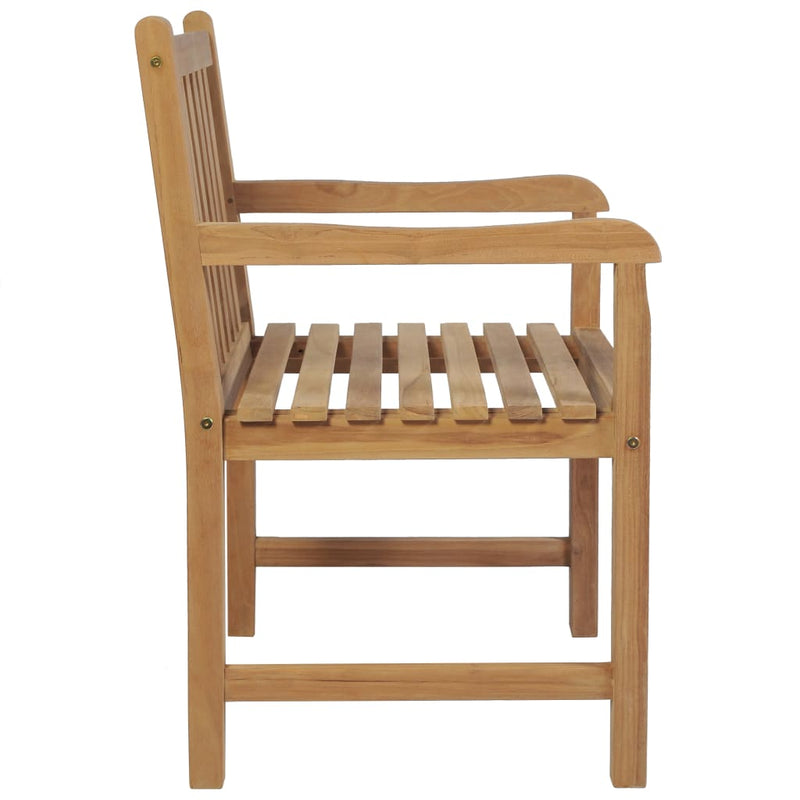 Patio Chairs 2 pcs with Cream White Cushions Solid Teak Wood