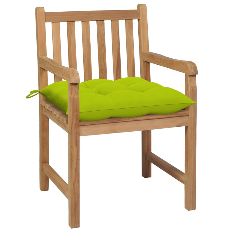 Patio Chairs 2 pcs with Bright Green Cushions Solid Teak Wood
