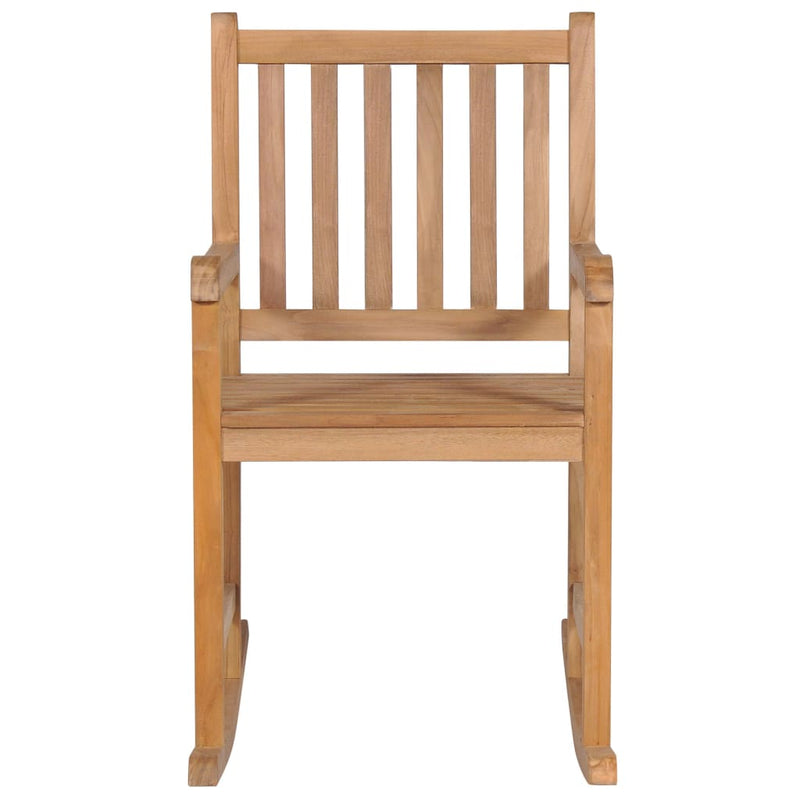 Rocking Chair with Light Blue Cushion Solid Teak Wood