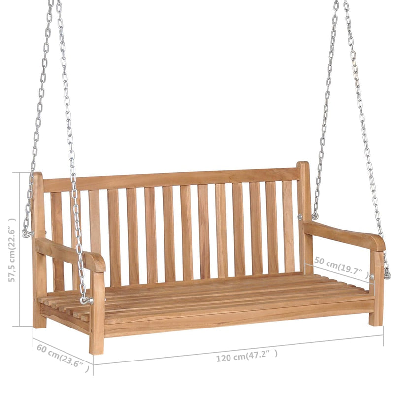 Swing Bench with Light Blue Cushion 47.2" Solid Teak Wood
