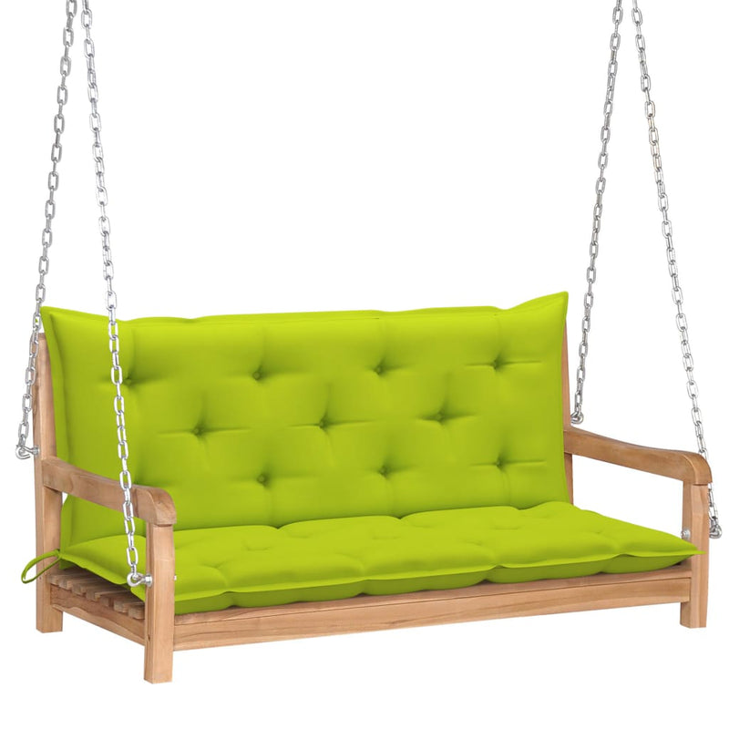 Swing Bench with Bright Green Cushion 47.2" Solid Teak Wood