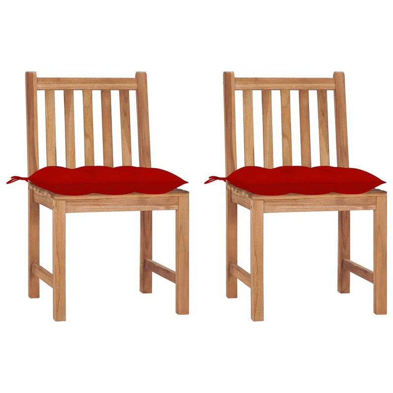 Patio Chairs 2 pcs with Cushions Solid Teak Wood