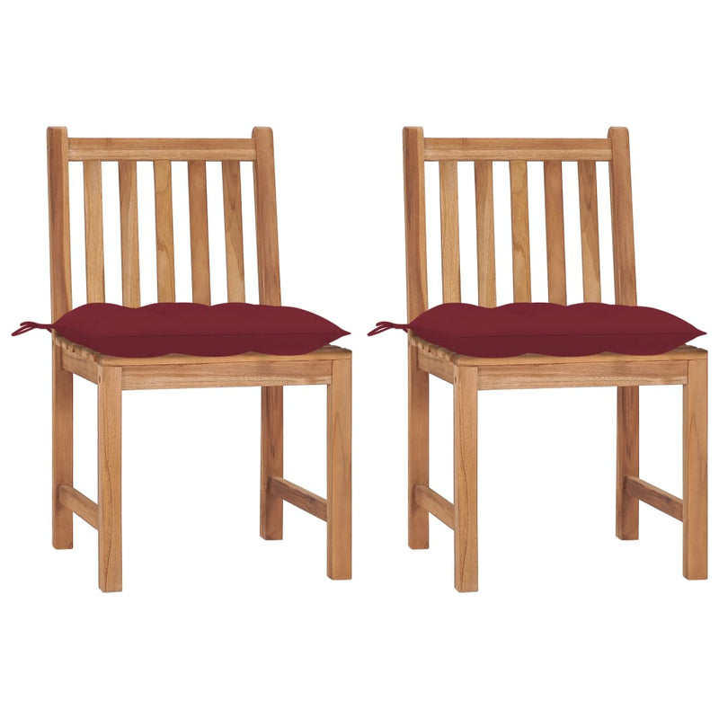 Patio Chairs 2 pcs with Cushions Solid Teak Wood