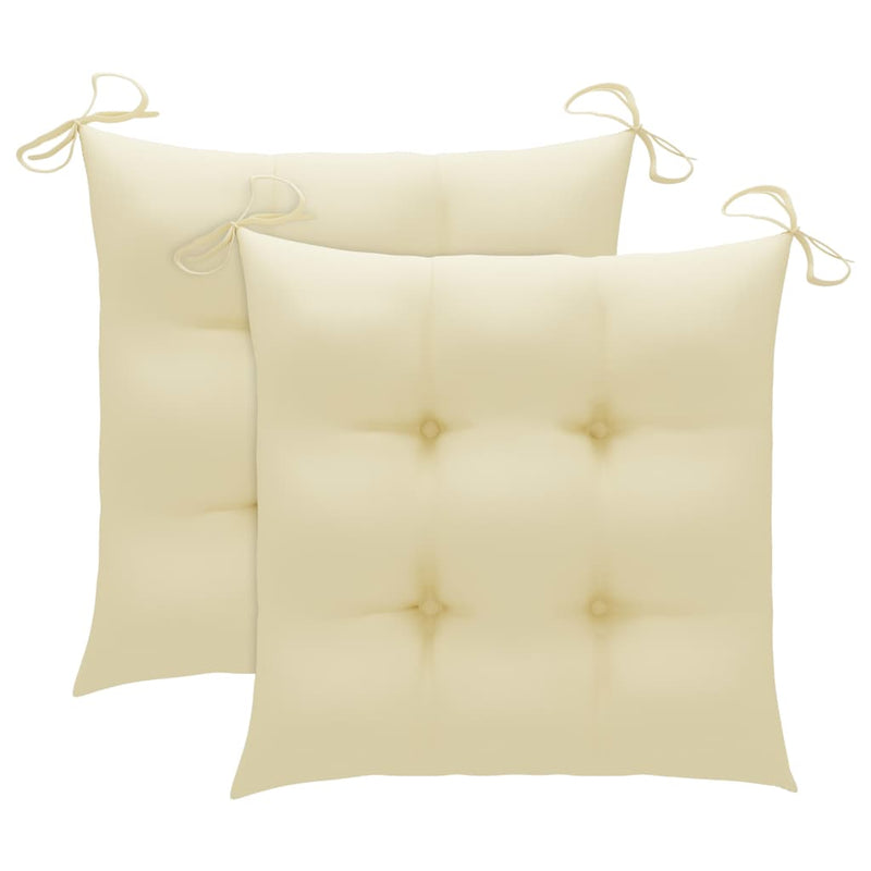 3 Piece Bistro Set with Cream White Cushions Solid Teak Wood