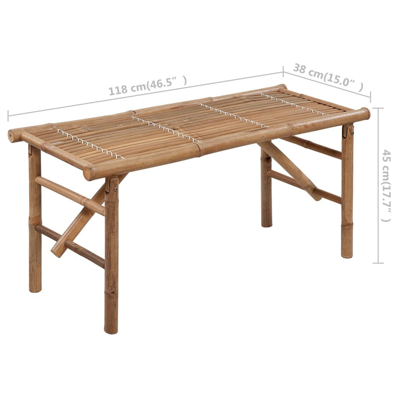 Folding Patio Bench with Cushion 46.5" Bamboo
