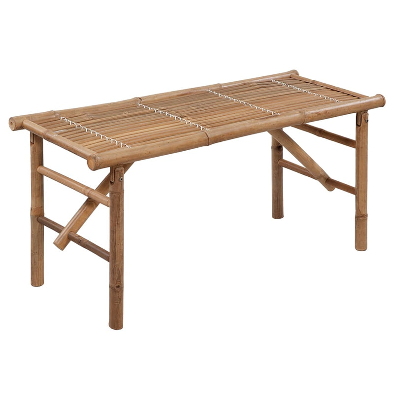 Folding Patio Bench with Cushion 46.5'' Bamboo