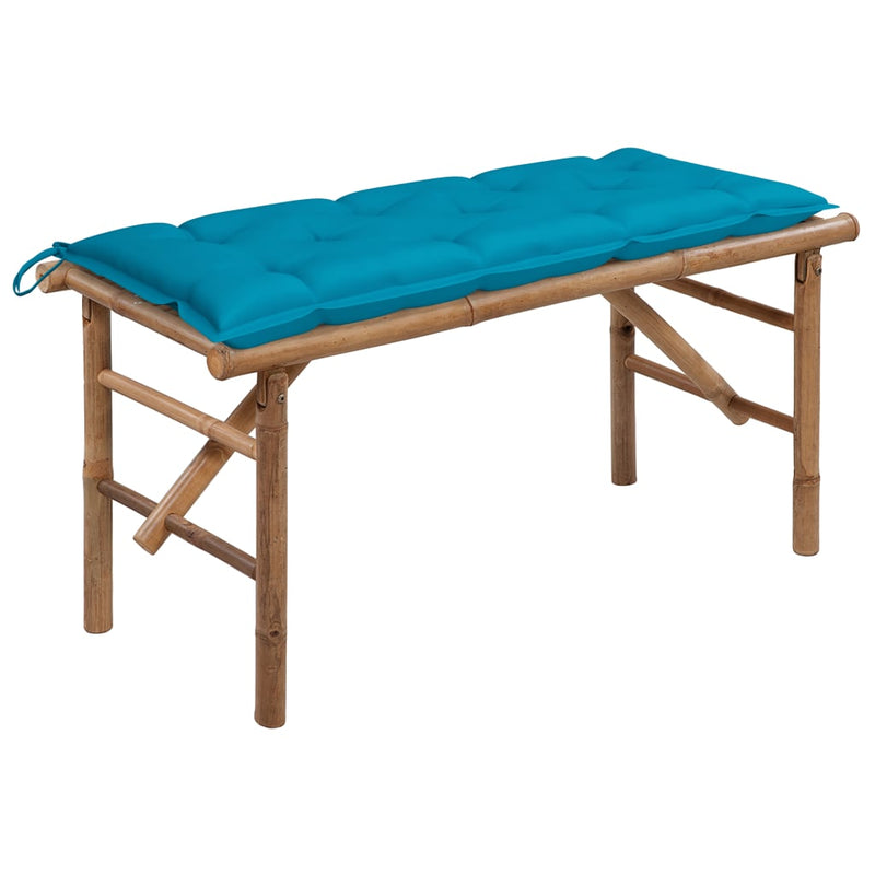 Folding Patio Bench with Cushion 46.5'' Bamboo