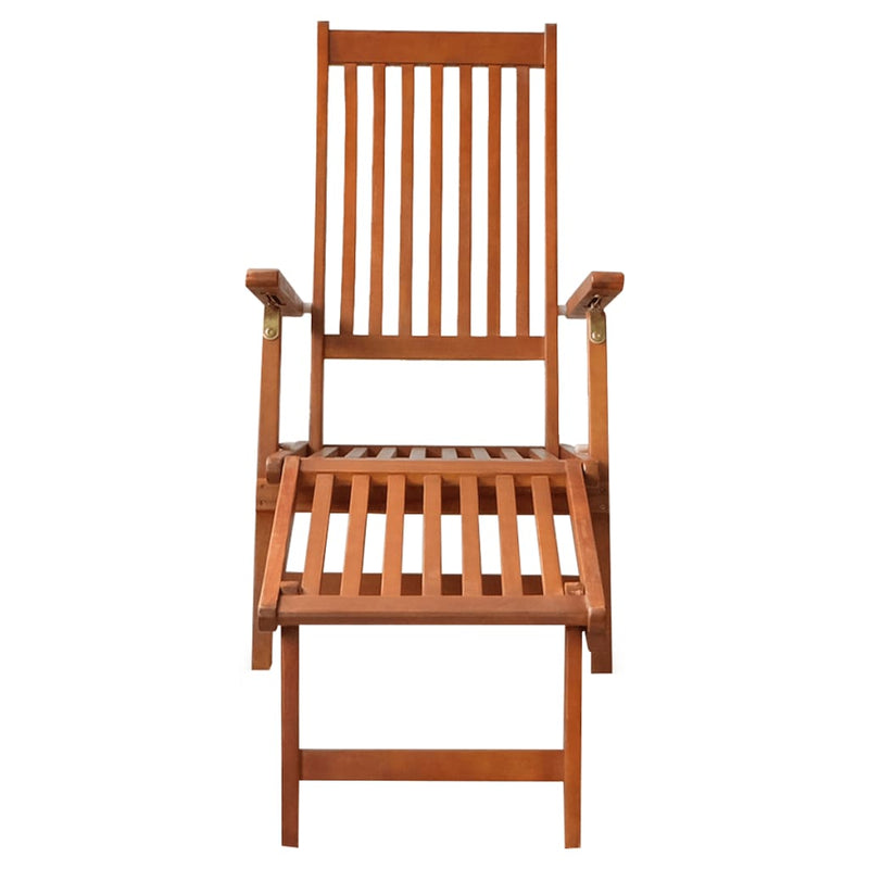 Patio Deck Chair with Footrest and Cushion Solid Acacia Wood