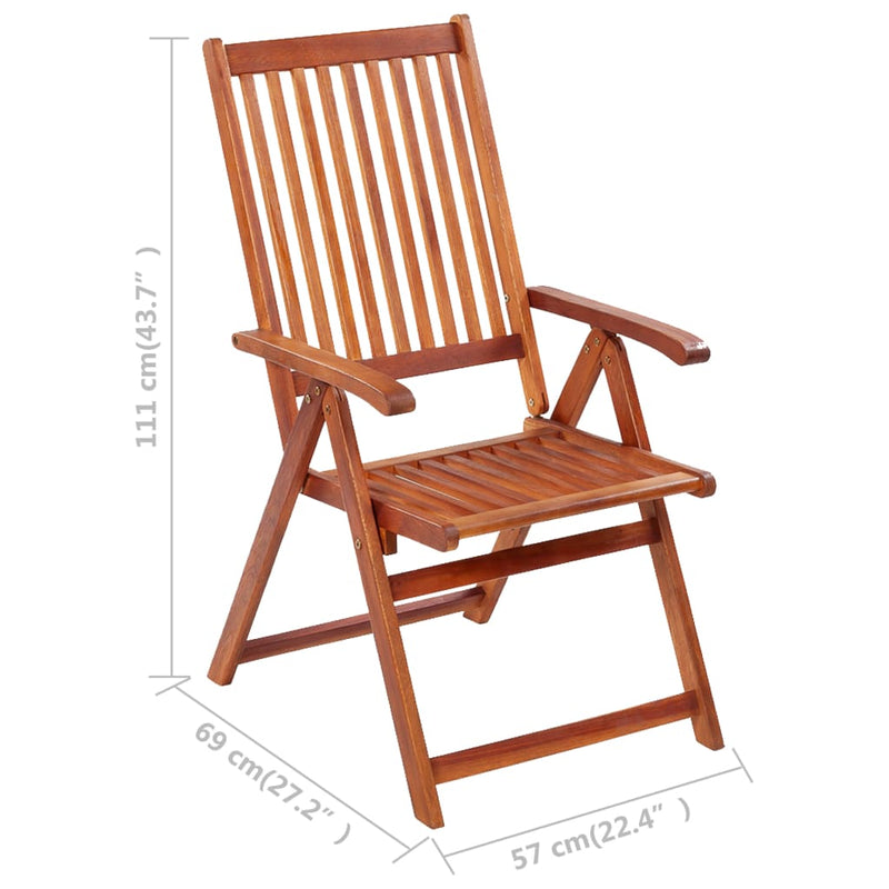 Folding Patio Chairs 6 pcs with Cushions Solid Acacia Wood