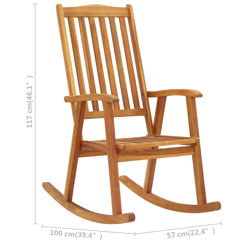 Rocking Chair with Cushions Solid Acacia Wood