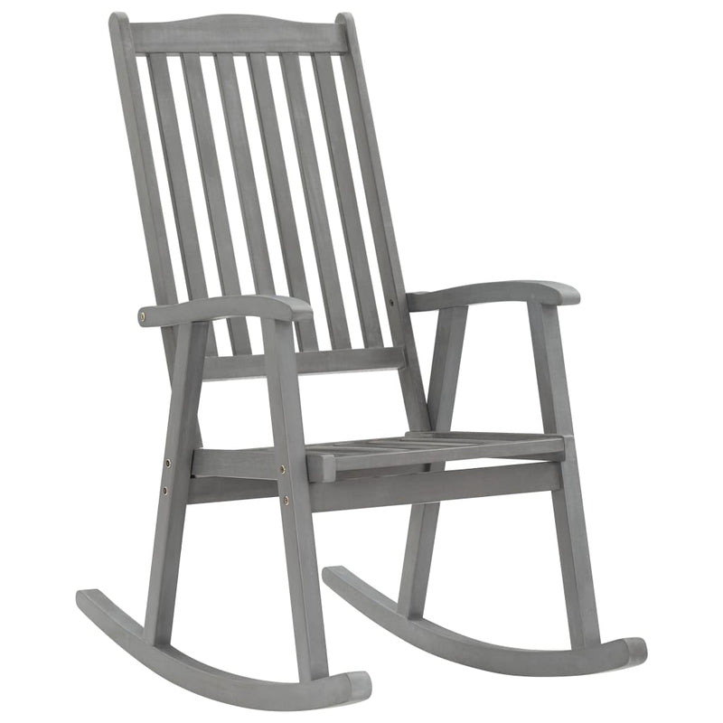 Rocking Chair with Cushions Gray Solid Acacia Wood