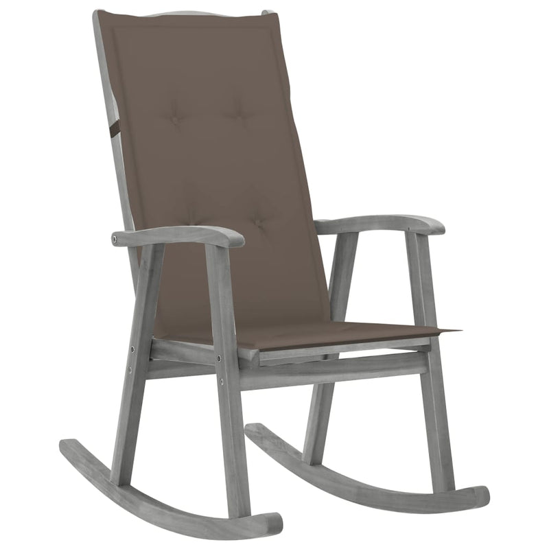 Rocking Chair with Cushions Gray Solid Acacia Wood