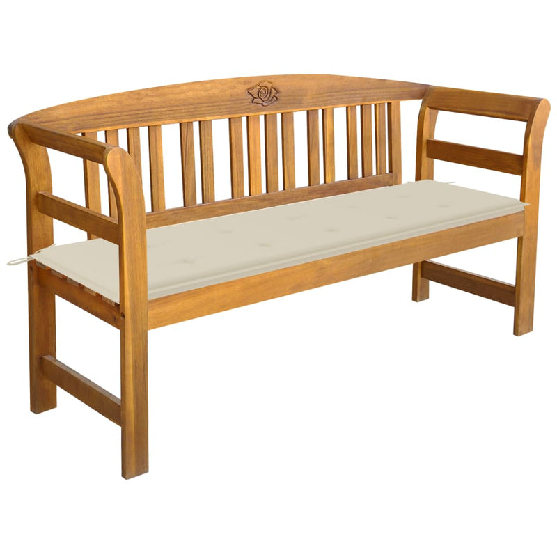 Patio Bench with Cushion 61.8" Solid Acacia Wood