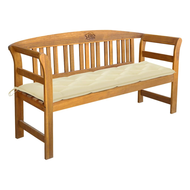 Patio Bench with Cushion 61.8" Solid Acacia Wood