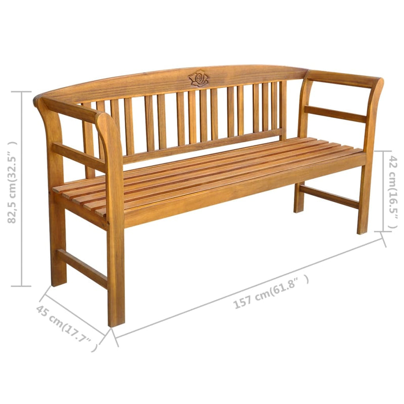 Patio Bench with Cushion 61.8'' Solid Acacia Wood