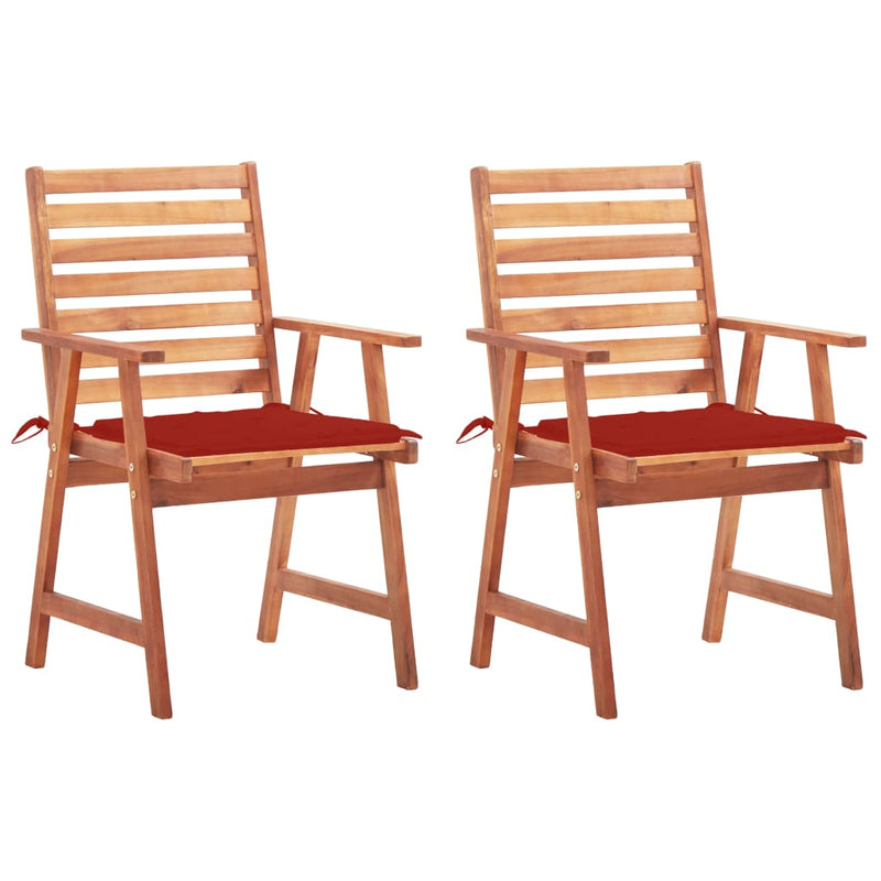 Patio Dining Chairs 2 pcs with Cushions Solid Acacia Wood