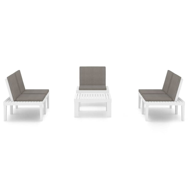 4 Piece Patio Lounge Set with Cushions Plastic White