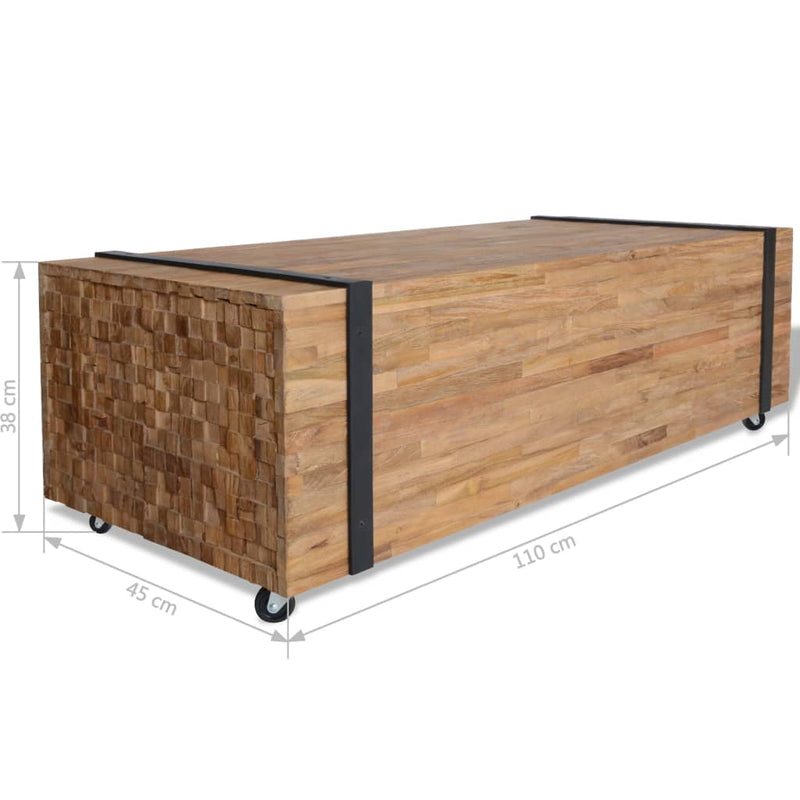 Coffee Table 43.3"x17.7"x15" Solid Teak Wood