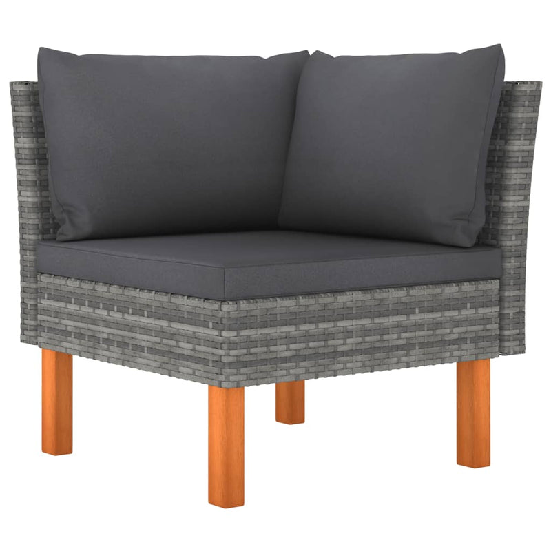 5 Piece Patio Lounge Set with Cushions Poly Rattan Gray