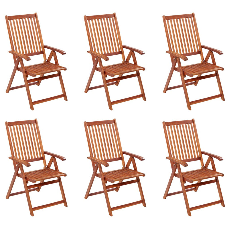 Folding Patio Chairs 6 pcs Solid Acacia Wood