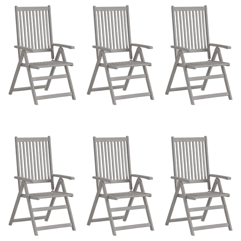 Patio Reclining Chairs 6 pcs Gray Solid Acacia Wood
