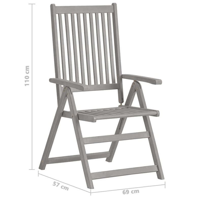 Patio Reclining Chairs 6 pcs Gray Solid Acacia Wood